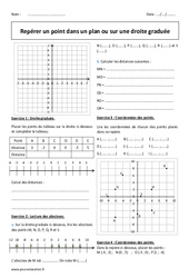 Repérer un point dans un plan ou sur une droite graduée - Exercices corrigés : 9eme Harmos - PDF à imprimer