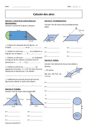 Calculer des aires - Exercices corrigés : 9eme Harmos - PDF à imprimer