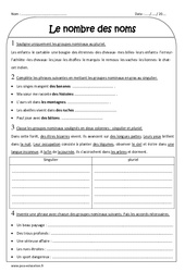 Nombre singulier et pluriel - Exercices sur les noms : 5ème Harmos - PDF à imprimer