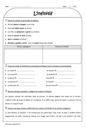 Infinitif - Exercices  sur les verbes : 5ème Harmos - PDF à imprimer