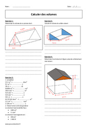 Calculer des volumes - Exercices  : 9eme Harmos - PDF à imprimer