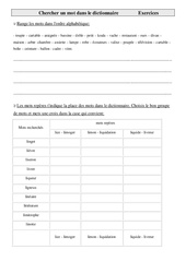 Chercher un mot dans le dictionnaire - Exercices - Vocabulaire : 6ème Harmos - PDF à imprimer