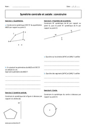 Centrale et axiale - Exercices  sur la symétrie : 9eme Harmos - PDF à imprimer