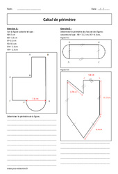 Calcul de périmètre - Exercices corrigés : 9eme Harmos - PDF à imprimer