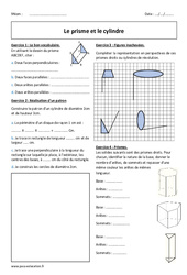 Prisme - Cylindre - Exercices corrigés : 9eme Harmos - PDF à imprimer