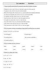 Contraires - Exercices - Vocabulaire : 6ème Harmos - PDF à imprimer