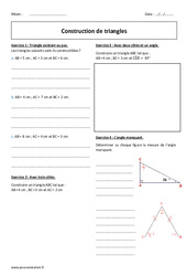 Construction de triangles - Exercices corrigés : 9eme Harmos - PDF à imprimer