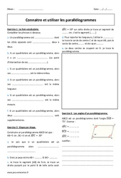 Connaitre et utiliser les parallélogrammes - Exercices corrigés : 9eme Harmos - PDF à imprimer