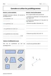 Parallélogrammes - Exercices avec correction sur les quadrilatères : 9eme Harmos - PDF à imprimer