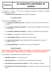 Propositions subordonnées de condition - Cours : 11ème Harmos - PDF à imprimer