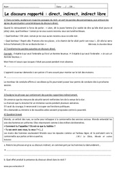 Direct, indirect, indirect libre - Exercices  sur les discours rapportés : 11ème Harmos - PDF à imprimer