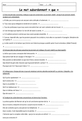 Mot subordonnant que - Exercices corrigés : 11ème Harmos - PDF à imprimer