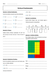 Ecriture fractionnaire - Exercices corrigés : 8ème Harmos - PDF à imprimer