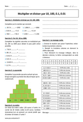 Diviser et multiplier  par 10, 100, 0.1, 0.01 - Exercices  : 8ème Harmos - PDF à imprimer
