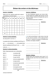 Diviser des décimaux et des entiers - Exercices  : 8ème Harmos - PDF à imprimer