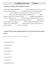 Exercices de vocabulaire  - Fiches les aliments et les repas : 6ème Harmos - PDF à imprimer