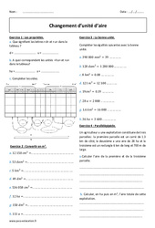 Changement d’unité d’aire - Exercices corrigés : 8ème Harmos - PDF à imprimer