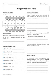 Aire - Changer d’unité - Exercices  : 8ème Harmos - PDF à imprimer