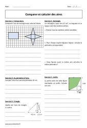 Aires - Calculer et comparer - Exercices corrigés : 8ème Harmos - PDF à imprimer