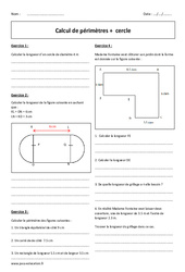 Calcul de périmètres - Cercle - Exercices  : 8ème Harmos - PDF à imprimer