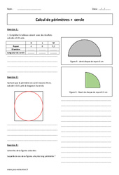 Cercle - Périmètre - Exercices corrigés sur le calcul : 8ème Harmos - PDF à imprimer