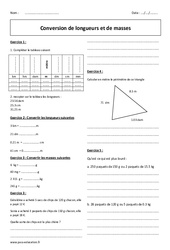 Longueurs - Masses - Exercices corrigés sur la conversion des unités : 8ème Harmos - PDF à imprimer