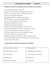 Sens propre et sens figuré - Exercices - Vocabulaire : 6ème Harmos - PDF à imprimer