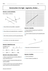 Construction à la règle - Exercices  - Segments - Droites : 8ème Harmos - PDF à imprimer