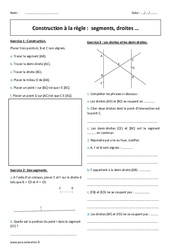 Segments - Droites - Exercices corrigés - Construction à la règle : 8ème Harmos - PDF à imprimer