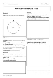 Cercle - Construction au compas - Exercices corrigés : 8ème Harmos - PDF à imprimer