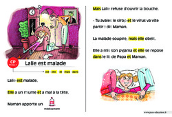 Lalie est malade - Lecture compréhension - Histoire illustrée - Niveau 1 : 3eme Harmos - PDF à imprimer