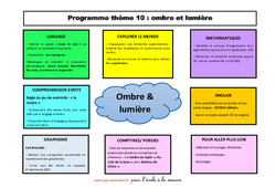 Semaine 36 à 39 - 10ème thème- Fiches Ombre et lumière - école à la maison IEF - Fiches  : 1ère Harmos