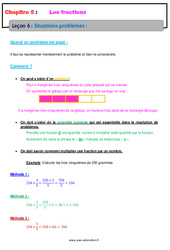 Situations problèmes - Cours - Les fractions : 8ème Harmos - PDF à imprimer