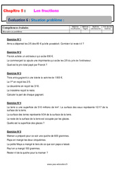 Situations problèmes - Examen Evaluation, bilan, contrôle avec la correction - Les fractions : 8ème Harmos - PDF à imprimer