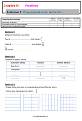 Comprendre la notion de fraction - Examen Evaluation, bilan, contrôle avec la correction - Les fractions : 8ème Harmos - PDF à imprimer