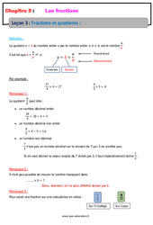 Fractions et quotients - Cours - Les fractions : 8ème Harmos - PDF à imprimer