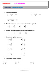 Fractions égales - Révisions - Exercices avec correction : 8ème Harmos - PDF à imprimer