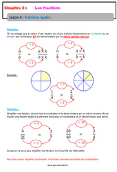 Fractions égales - Cours : 8ème Harmos - PDF à imprimer