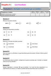 Multiplier une fraction par un nombre - Examen Evaluation, bilan, contrôle avec la correction - Les fractions : 8ème Harmos - PDF à imprimer