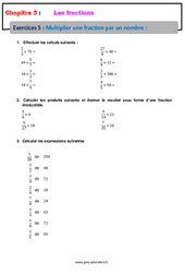 Multiplier une fraction par un nombre - Révisions - Exercices avec correction - Les fractions : 8ème Harmos - PDF à imprimer