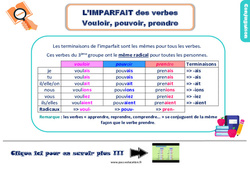 Imparfait des verbes vouloir, pouvoir, prendre - Cours, Leçon, trace écrite : 5ème Harmos - PDF gratuit à imprimer