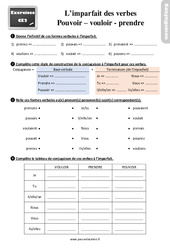 Imparfait des verbes vouloir, pouvoir, prendre - Révisions, exercices : 5ème Harmos - PDF à imprimer