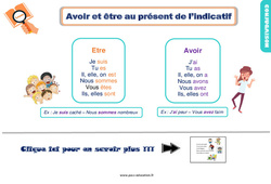 Avoir et être au présent de l’indicatif - Cours, Leçon, trace écrite : 4ème Harmos - PDF gratuit à imprimer