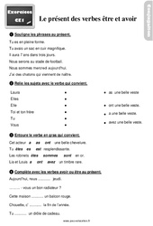 Le présent des verbes être et avoir - Exercices, révisions : 4ème Harmos - PDF à imprimer