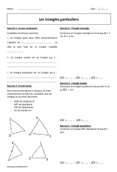 Triangles particuliers - Exercices corrigés : 8ème Harmos - PDF à imprimer