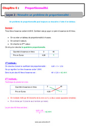 Résoudre un problème de proportionnalité - Cours : 8ème Harmos - PDF à imprimer