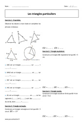 Triangle rectangle, isocèle, équilatéral - Exercices  : 8ème Harmos - PDF à imprimer