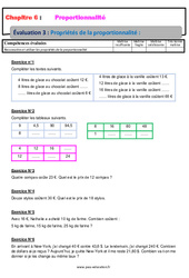 Propriétés de la proportionnalité - Examen Evaluation, bilan, contrôle avec la correction : 8ème Harmos - PDF à imprimer