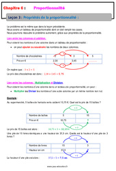 Propriétés de la proportionnalité - Cours : 8ème Harmos - PDF à imprimer