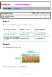 Les échelles - Examen Evaluation, bilan, contrôle avec la correction - Proportionnalité : 8ème Harmos - PDF à imprimer